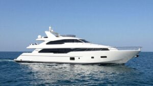 Grace Yacht sailing on blue water.