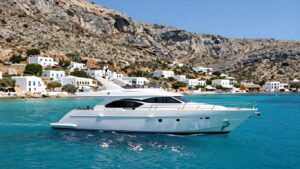 Charter yacht sailing near Greek islands