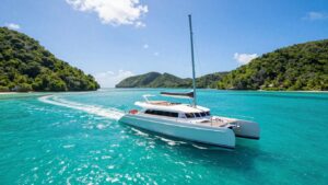 Catamaran sailing in the Caribbean Sea