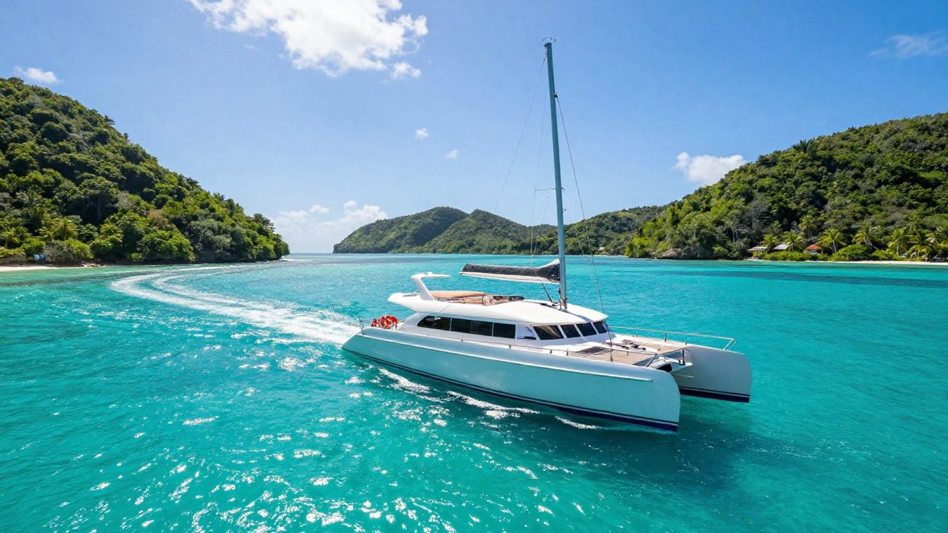 Catamaran sailing in the Caribbean Sea