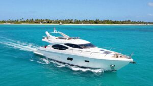 Luxury yacht sailing in the Bahamas