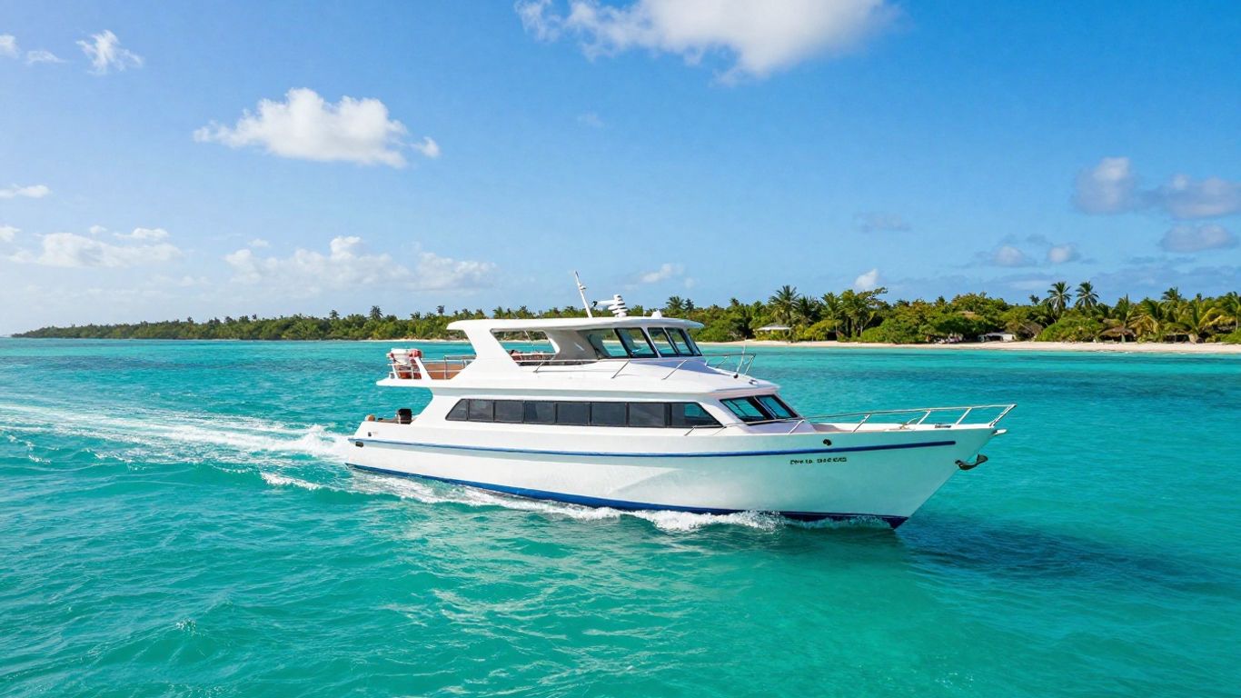 Charter boat sailing in Belize's turquoise Caribbean waters.